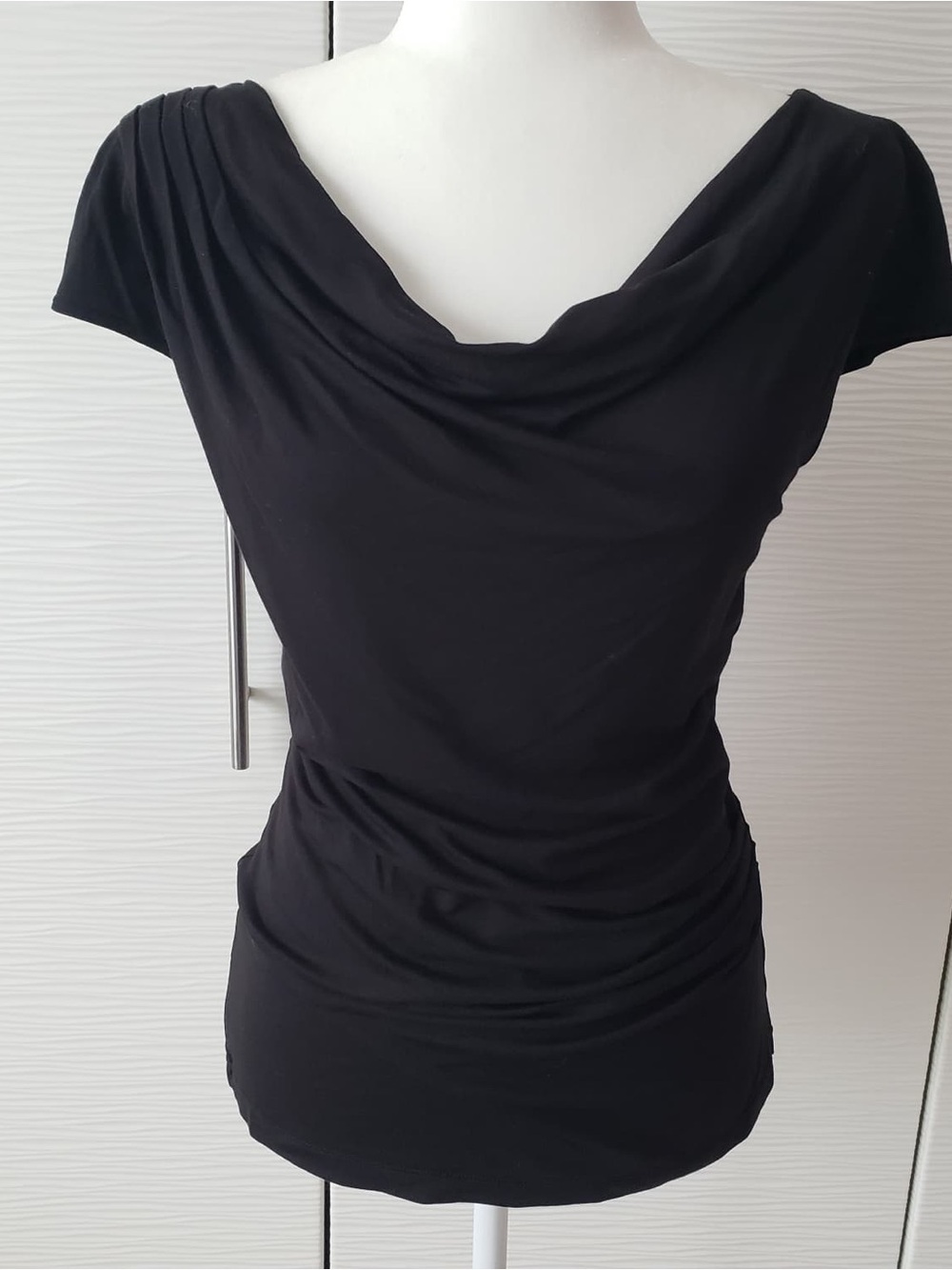 Max Studio Black Cowl Neck Short Sleeve Top